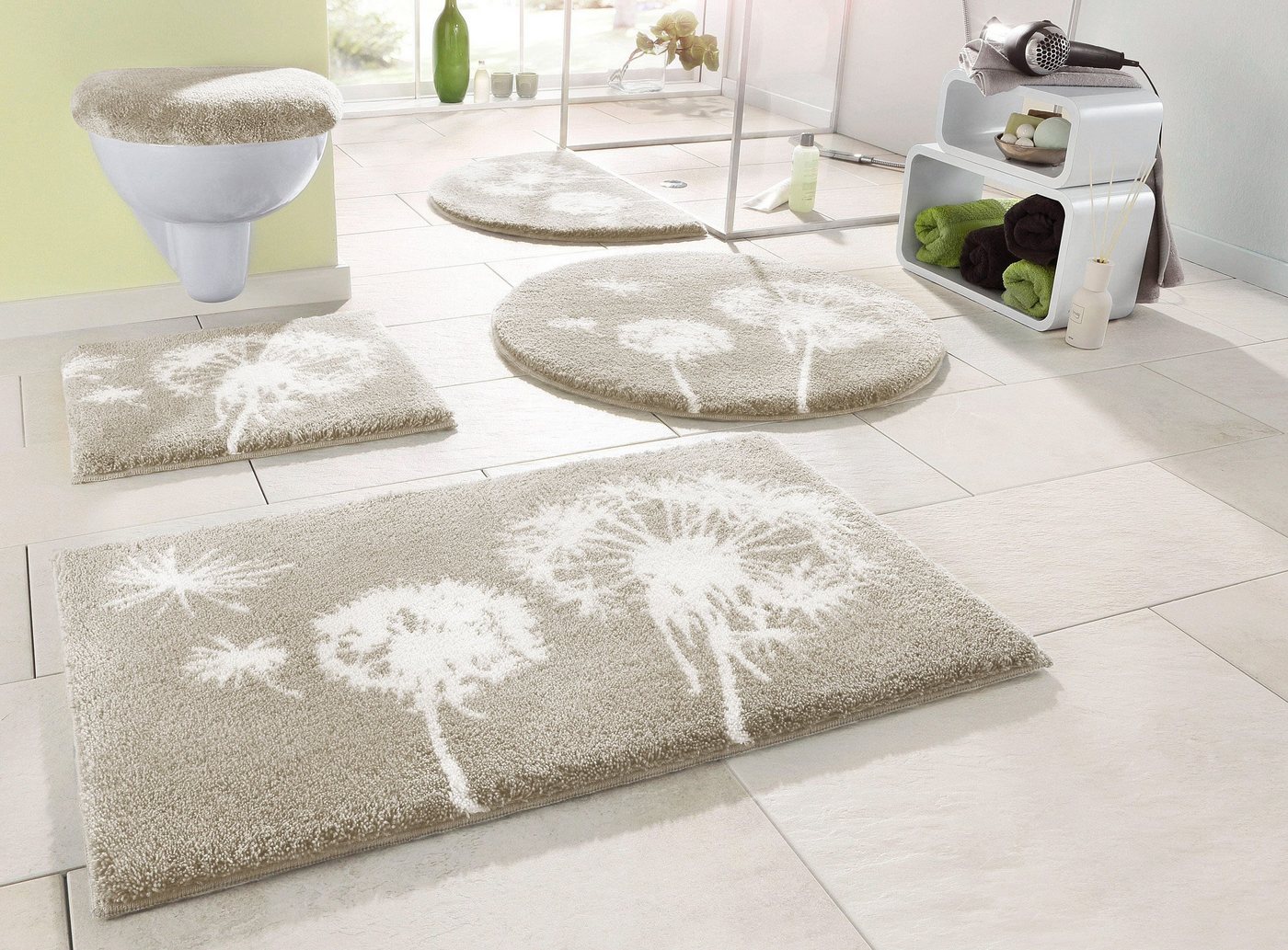 Grund Badematte Pusteblume, Badvorleger, Badezimmer Teppich, sehr weich, Höhe 20 mm, rutschhemmend beschichtet, schnell trocknend, fußbodenheizungsgeeignet, Pol – Bild 2 von 5