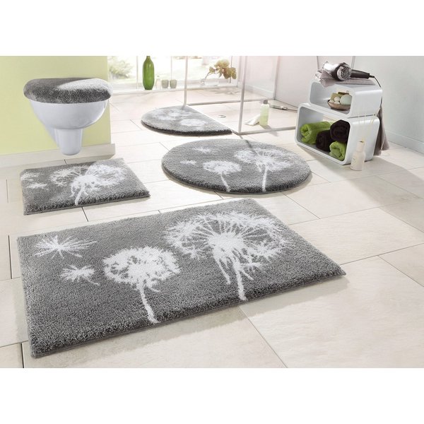 Grund Badematte Pusteblume, Badvorleger, Badezimmer Teppich, sehr weich, Höhe 20 mm, rutschhemmend beschichtet, schnell trocknend, fußbodenheizungsgeeignet, Pol