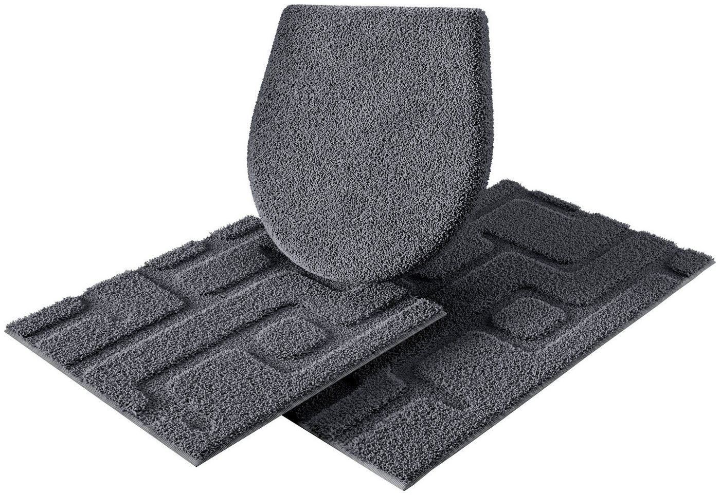 Grund Badematte Riana, Badvorleger, Badezimmer Teppich, sehr weich, Höhe 20 mm, rutschhemmend beschichtet, schnell trocknend, Polyester, rechteckig, 3-tlg. Häng – Bild 2 von 5