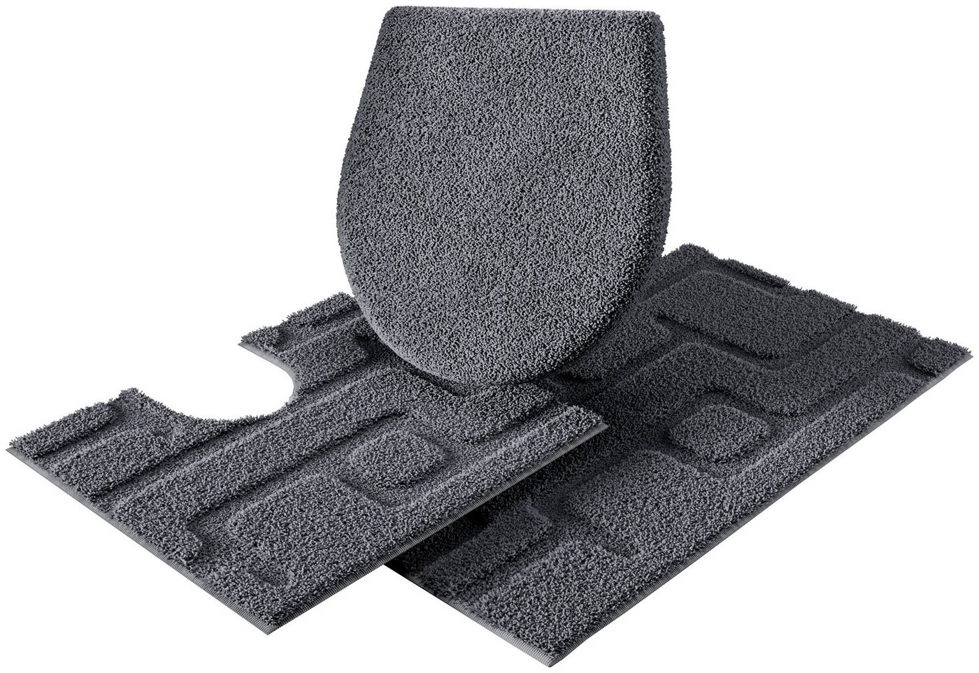 Grund Badematte Riana, Badvorleger, Badezimmer Teppich, sehr weich, Höhe 20 mm, rutschhemmend beschichtet, schnell trocknend, Polyester, rechteckig, 3-tlg. Stan – Bild 2 von 5