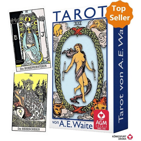 Grußkarte Tarot von A.E. Waite Karten im Standardformat - blau Standard
