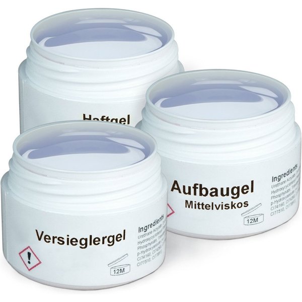 GS-Nails UV-Gel Set 3 x 15ml klar, Mit Gilbschutz