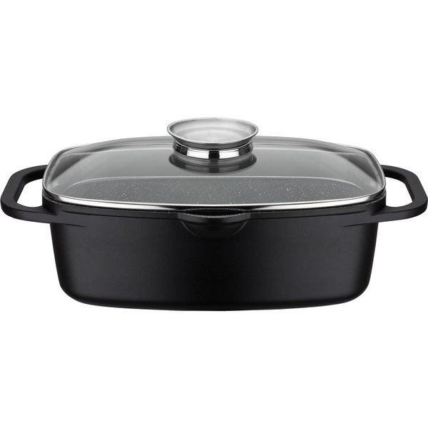 GSW Bräter Gourmet Granit, Induktion, 6 Liter, Aluminiumguss (1-tlg), Länge inkl. Seitengriffe ca. 40 cm, Länge Innenmaß ca. 32 cm