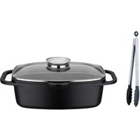 GSW Bräter Gourmet Grantit, Aluminiumguss (Set, 2-tlg), Induktion, 6 Liter, inkl. Servierzange