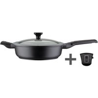 GSW Bratpfanne Easy Click, Aluminiumguss (2-tlg), incl. Glasdeckel, abnehmbarer Griff, Ø 28 cm, hoher Rand, Induktion