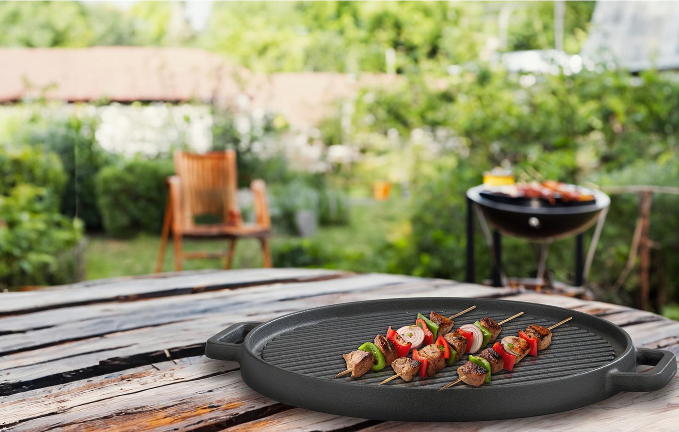 GSW Grillplatte Black Iron BBQ (1-St), Gusseisen Grillplatte zur Anwendung auf dem Grill, Feuer oder Backofen – Bild 4 von 4