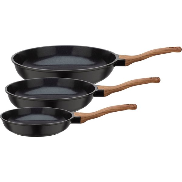 GSW Pfannen-Set Natural Fit, Aluminiumguss (Set, 3-tlg., 1x Pfanne 20cm, 24cm, 28cm), mit neuartiger PFAS-freien Antihaft-Versiegelung, Induktion