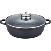 GSW Servierpfanne Gourmet Granit, Aluminiumguss, VITAFLON® GRANIT Antihaft-Versiegelung, Glasdeckel, Induktion