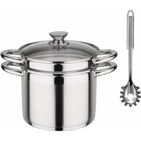 GSW Spaghettitopf Treviso, Edelstahl 18/8 (1-tlg), Induktion, 6 Liter, inkl. Pastalöffel