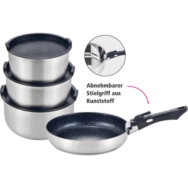GSW Topf-Set EASY CLICK, Edelstahl (Set, 8-tlg), ideal für den Camper geeignet. Induktion