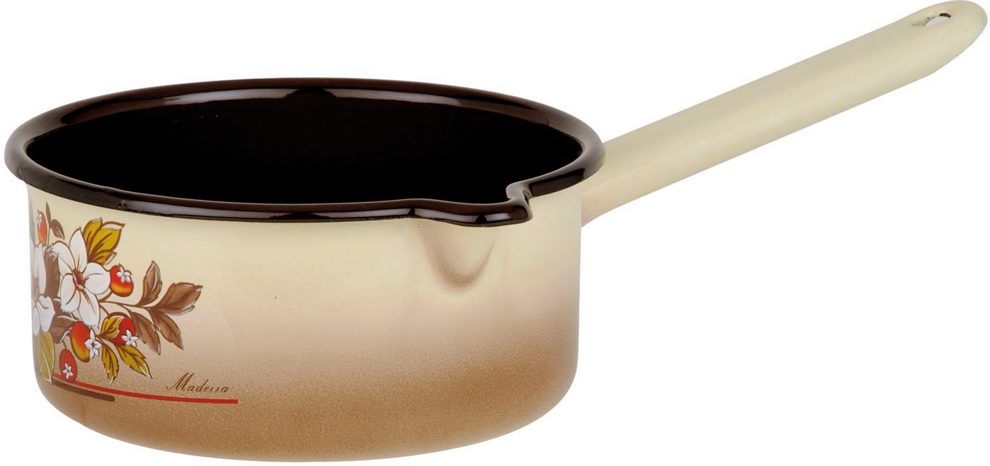 GSW Topf-Set Madeira, Stahl-Emaille (7-tlg., je 1 Kochtopf 16/20/24 cm, 1x Stielkasserolle 16 cm), ideal für Allergiker, Induktion – Bild 3 von 3