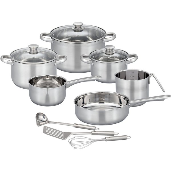 GSW Topf-Set Toronto, Edelstahl (Set, 12-tlg), mehrteiliges Kochtopf-Set aus Edelstahl inkl. praktischer Küchenhelfer