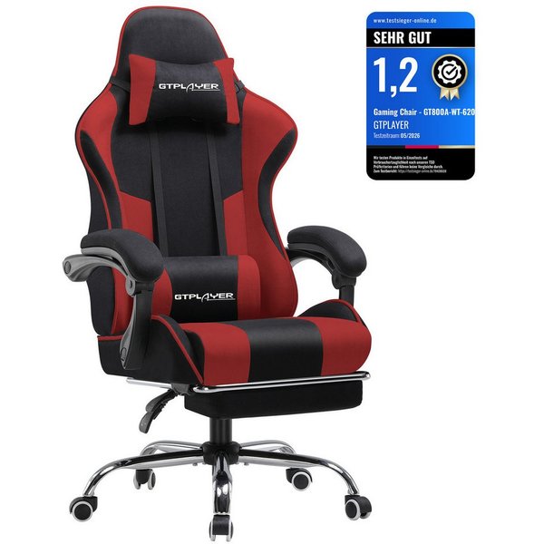 GTPLAYER Gaming-Stuhl Bürostuhl mit Massagefunktion, Fußstütze, Kopfstütze (Packung), Ergonomischer Gamer Stuhl Maximale Belastung 150 kg, 360° drehbar