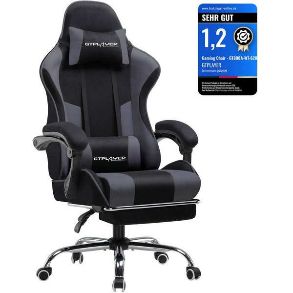 GTPLAYER Gaming-Stuhl Bürostuhl mit Massagefunktion, Fußstütze, Kopfstütze (Packung), Ergonomischer Gamer Stuhl Maximale Belastung 150 kg, 360° drehbar