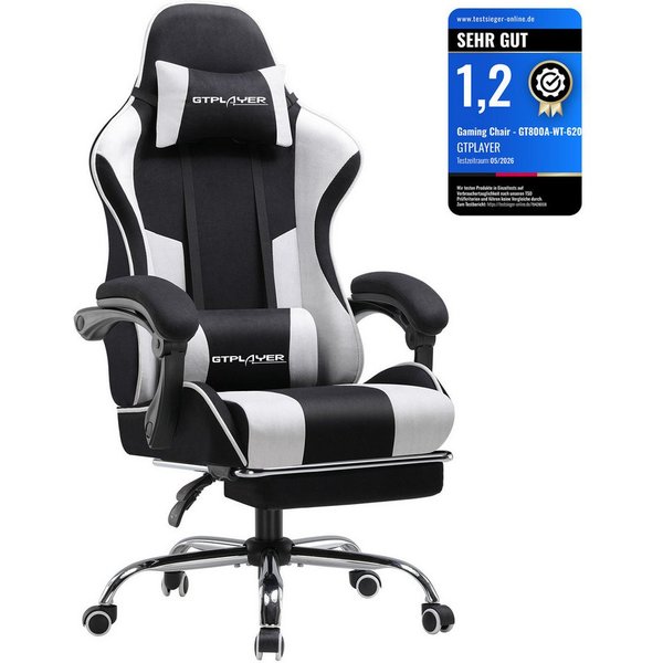 GTPLAYER Gaming-Stuhl Bürostuhl mit Massagefunktion, Fußstütze, Kopfstütze (Packung), Ergonomischer Gamer Stuhl Maximale Belastung 150 kg, 360° drehbar