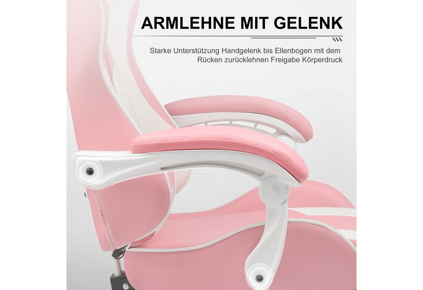 GTPLAYER Gaming-Stuhl Bürostuhl mit Massagefunktion, Fußstütze, Kopfstütze (Packung), Ergonomischer Gamer Stuhl Maximale Belastung 150 kg, 360° drehbar – Bild 3 von 5