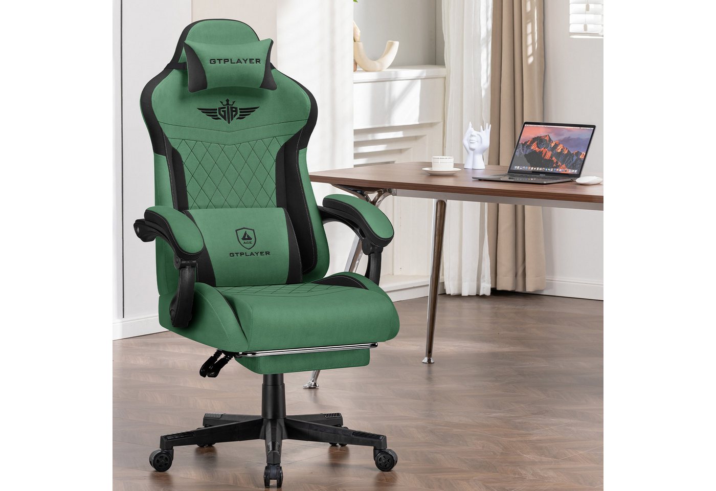 GTPLAYER Gaming-Stuhl Ergonomischer Gaming Sessel Schreibtischstuhl mit Stoffoberfläche (Pacekung), Federsitzkissen – Bild 4 von 5