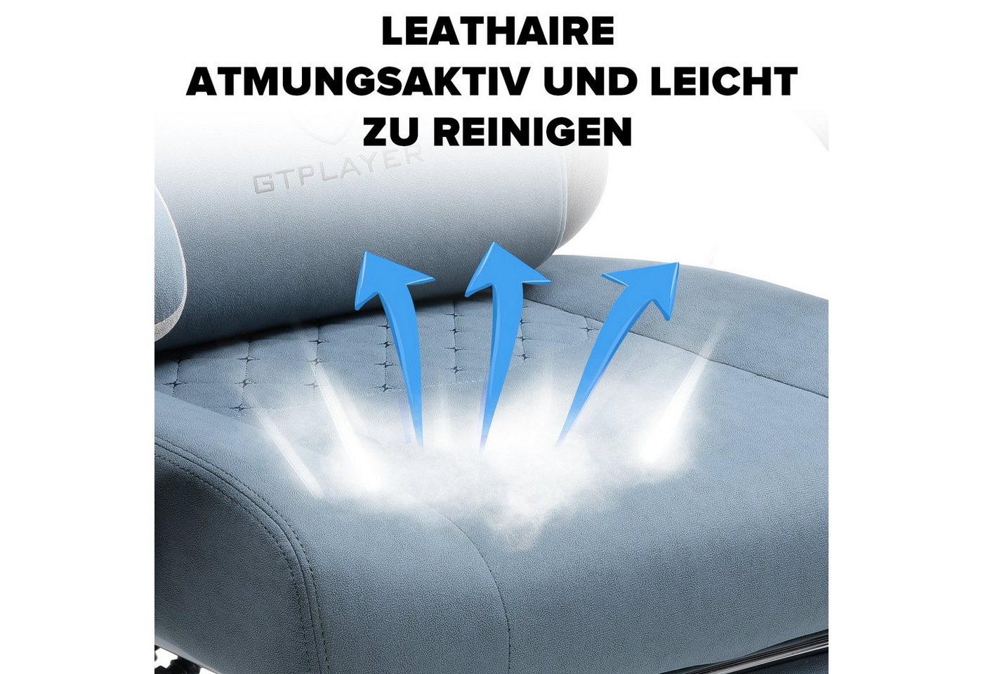 GTPLAYER Gaming-Stuhl Ergonomischer Gaming Sessel Schreibtischstuhl aus Stoff/Kunstleder (Pacekung), Federsitzkissen mit Fußstütze – Bild 5 von 5