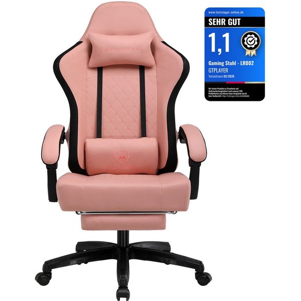GTPLAYER Gaming-Stuhl Ergonomischer Gaming Sessel Schreibtischstuhl aus Stoff/Kunstleder (Pacekung), Federsitzkissen mit Fußstütze