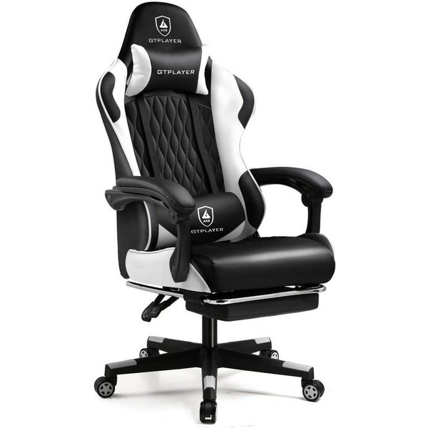 GTPLAYER Gaming-Stuhl Gamer Stuhl, Ergonomischer Bürostuhl mit Fußstütze, Kopfstütze und Lendenstütze