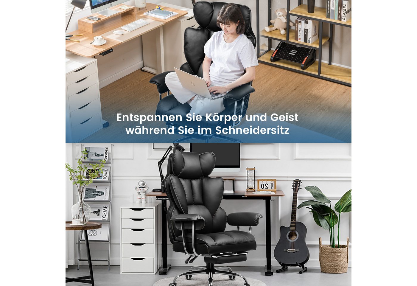 GTPLAYER Gaming-Stuhl Gamer Stuhl, Ergonomischer Bürostuhl mit Fußstütze, Gaming Chair mit Federsitzkissen, Gaming Sessel 180kg – Bild 3 von 5