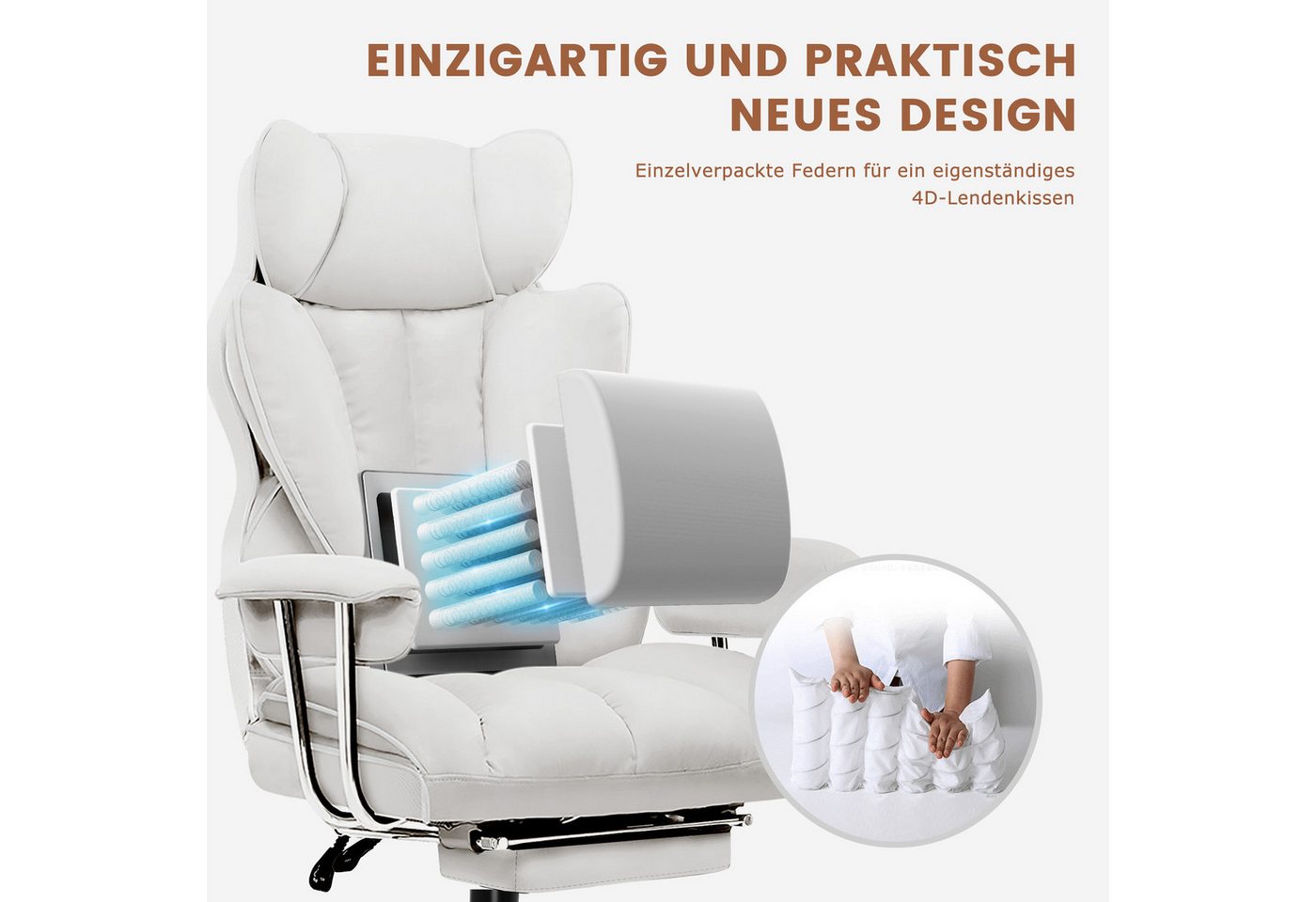 GTPLAYER Gaming-Stuhl Gaming Stuhl, Gamer Stuhl, Ergonomischer Bürostuhl Stoffoberfläche (Packung), Schreibtischstuhl Chefsessel mit Fußstütze höhenverstellbar  – Bild 2 von 5