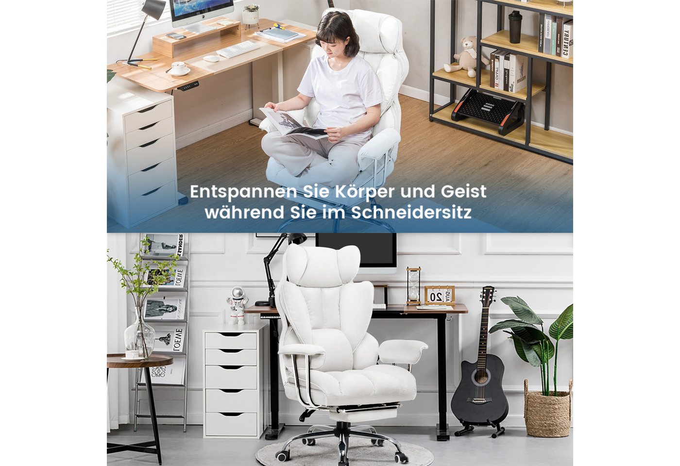 GTPLAYER Gaming-Stuhl Gaming Stuhl, Gamer Stuhl, Ergonomischer Bürostuhl Stoffoberfläche (Packung), Schreibtischstuhl Chefsessel mit Fußstütze höhenverstellbar  – Bild 5 von 5