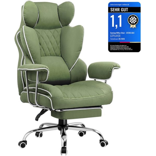 GTPLAYER Gaming-Stuhl Gaming Stuhl, Gamer Stuhl, Ergonomischer Bürostuhl Stoffoberfläche (Packung), Schreibtischstuhl Chefsessel mit Fußstütze höhenverstellbar 