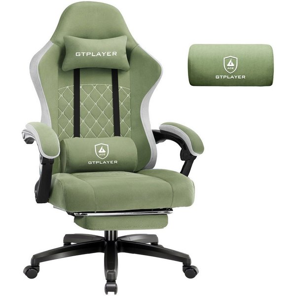 GTPLAYER Gaming-Stuhl Gaming Stuhl Stoff, Gaming Sessel mit Taschenfederkissen, Drehstuhl, Gamer Stuhl mit Fußstütze150 kg
