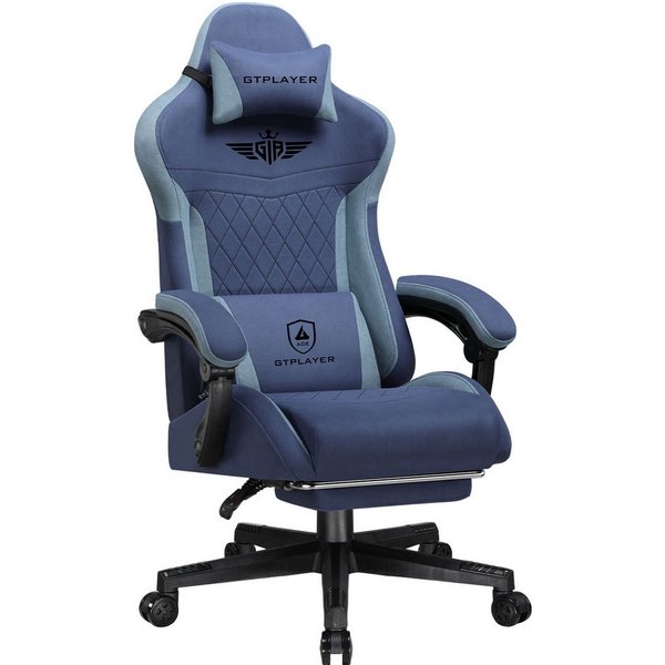 GTPLAYER Gaming-Stuhl Stoff Gaming Chair Ergonomisch Bürostuh PC Stuhl, 150kg Belastbarkeit, Schreibtischstuh mit Federsitzkissen und Fußstütze