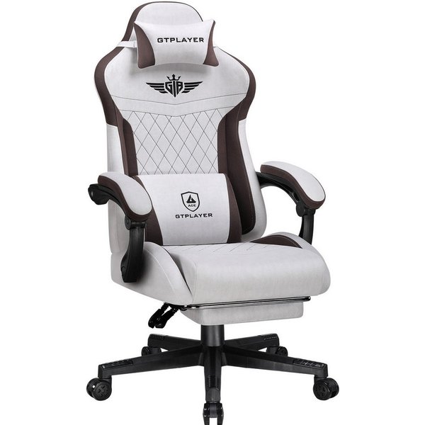 GTPLAYER Gaming-Stuhl Stoff Gaming Chair Ergonomisch Bürostuh PC Stuhl, 150kg Belastbarkeit, Schreibtischstuh mit Federsitzkissen und Fußstütze