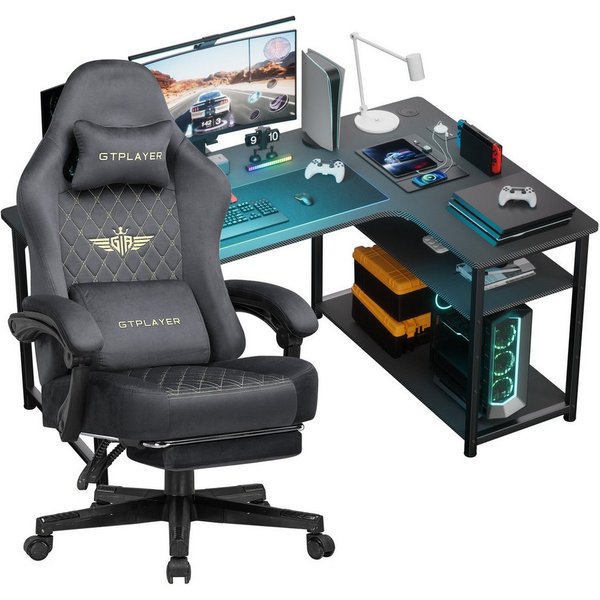 GTPLAYER Gamingtisch Gaming Tisch + Gaming Stuhl- Set, Computertisch Stuhl Set für Gaming, Multifunktionale Tische und Stühle