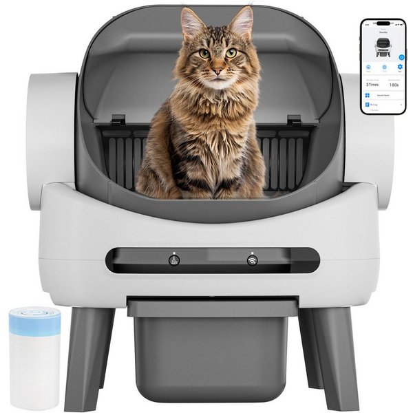 GTPLAYER Katzentoilette Katzenklo Selbstreinigend10L, APP Steuerung, Display Antiklemmfunktion, Geeignet für alle Katzenstreu, Leise für Katzen 1.5-12.5kg