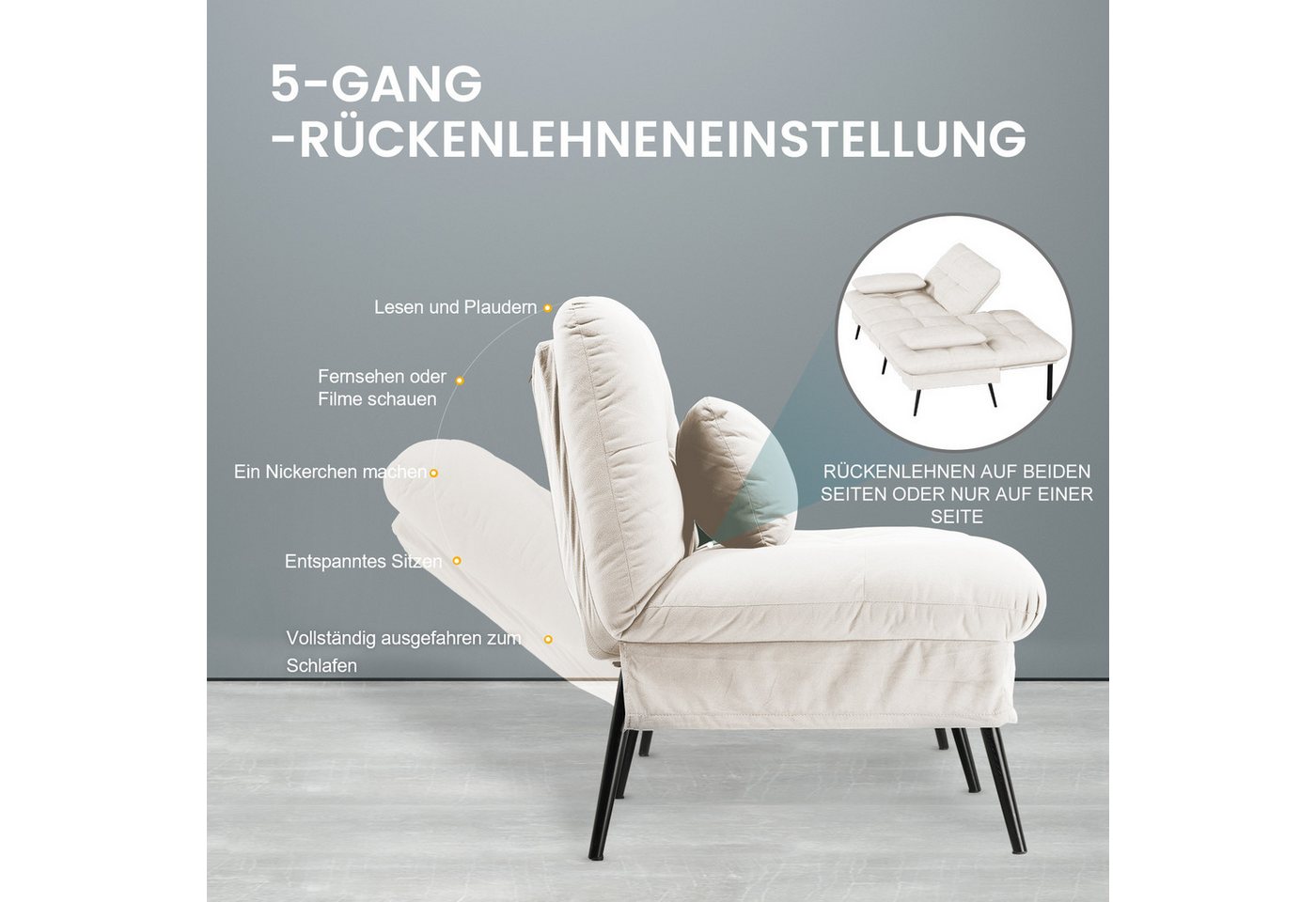 GTPLAYER Schlafsofa Bettsofa mit Schlaffunktion, Klappsofa – Bild 2 von 5