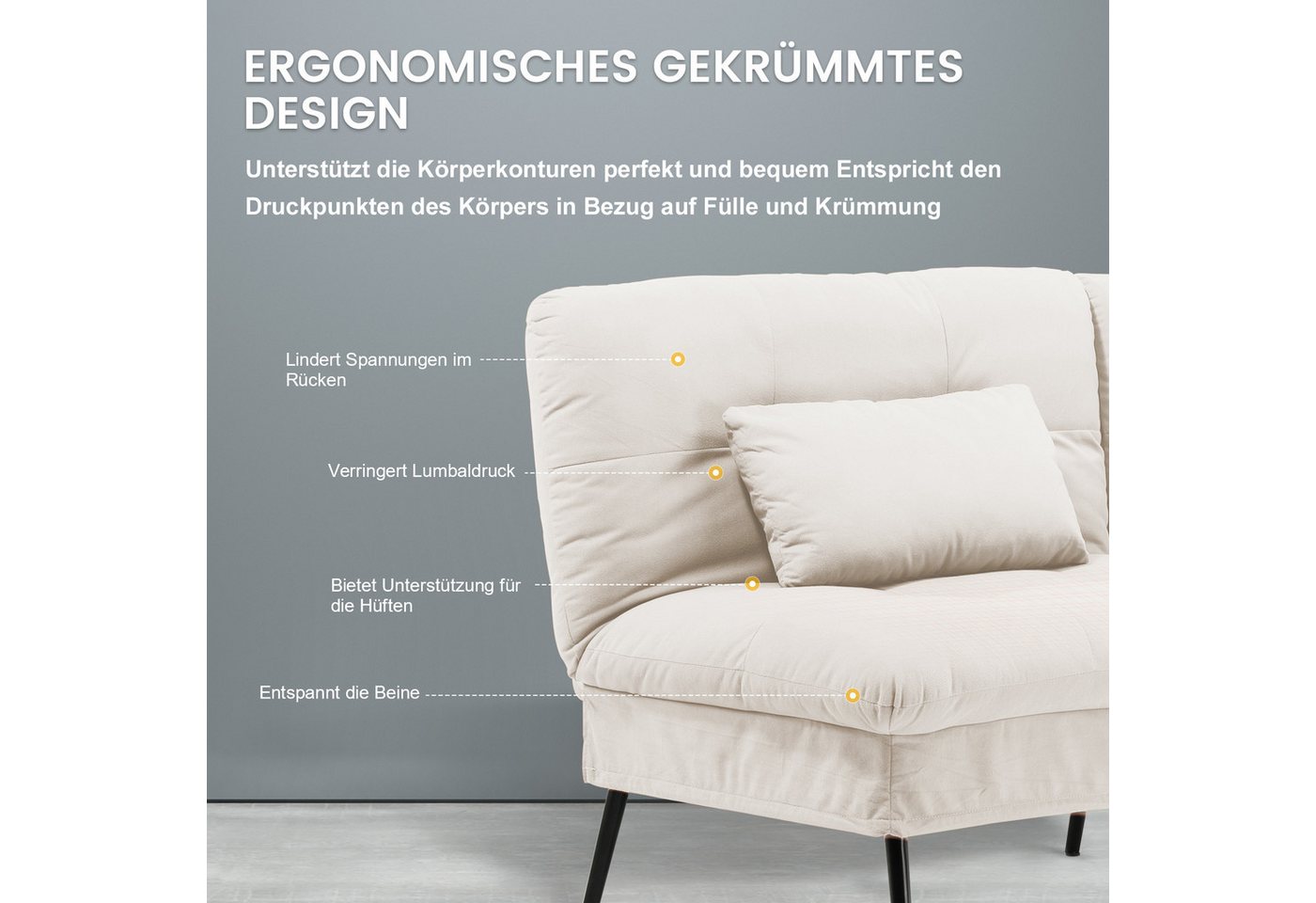GTPLAYER Schlafsofa Bettsofa mit Schlaffunktion, Klappsofa – Bild 4 von 5