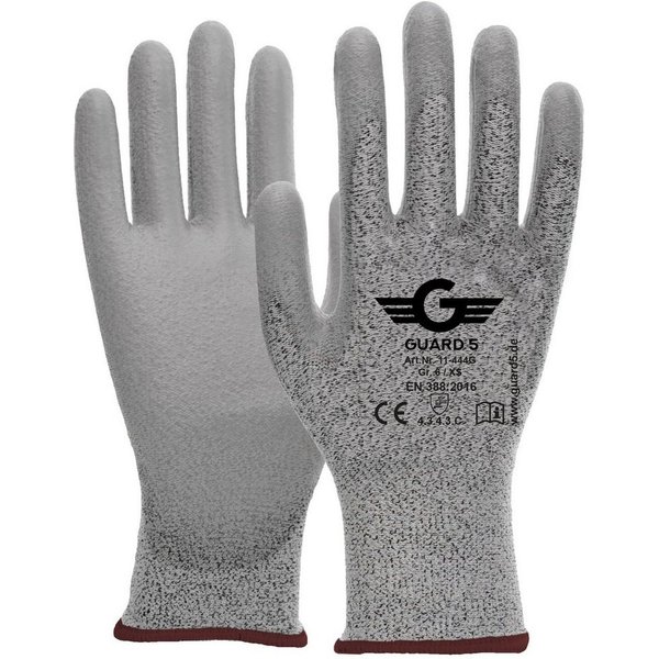GUARD 5 Arbeitshandschuhe Schnittschutz - Schnittfeste Garten-Handschuhe Level 3 - (Art.11444G) (5-St) Sicherer Griff durch PU-Beschichtung in den Handinnenfläc