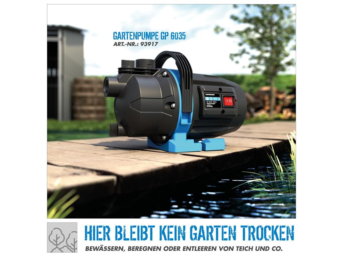 Güde Gartenpumpe GP 6035, 0,6 kW Motorleistung, 3200 l/h max. Fördermenge, 7 m max. Ansaughöhe – Bild 5 von 5