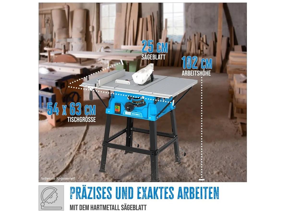 Güde Tischkreissäge 55262-01, Set, GTK 2000.1, mit Anschlag, 2000 W, 254 mm, 2. Sägeblatt – Bild 4 von 5