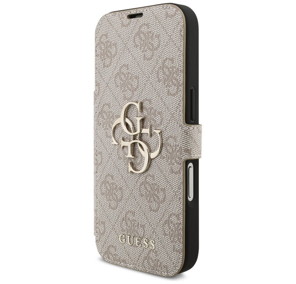 Guess Handyhülle Bookcase iPhone 17 Pro rosa Logo goldfarben aufstellbar 6,3 Zoll, Kantenschutz – Bild 2 von 5