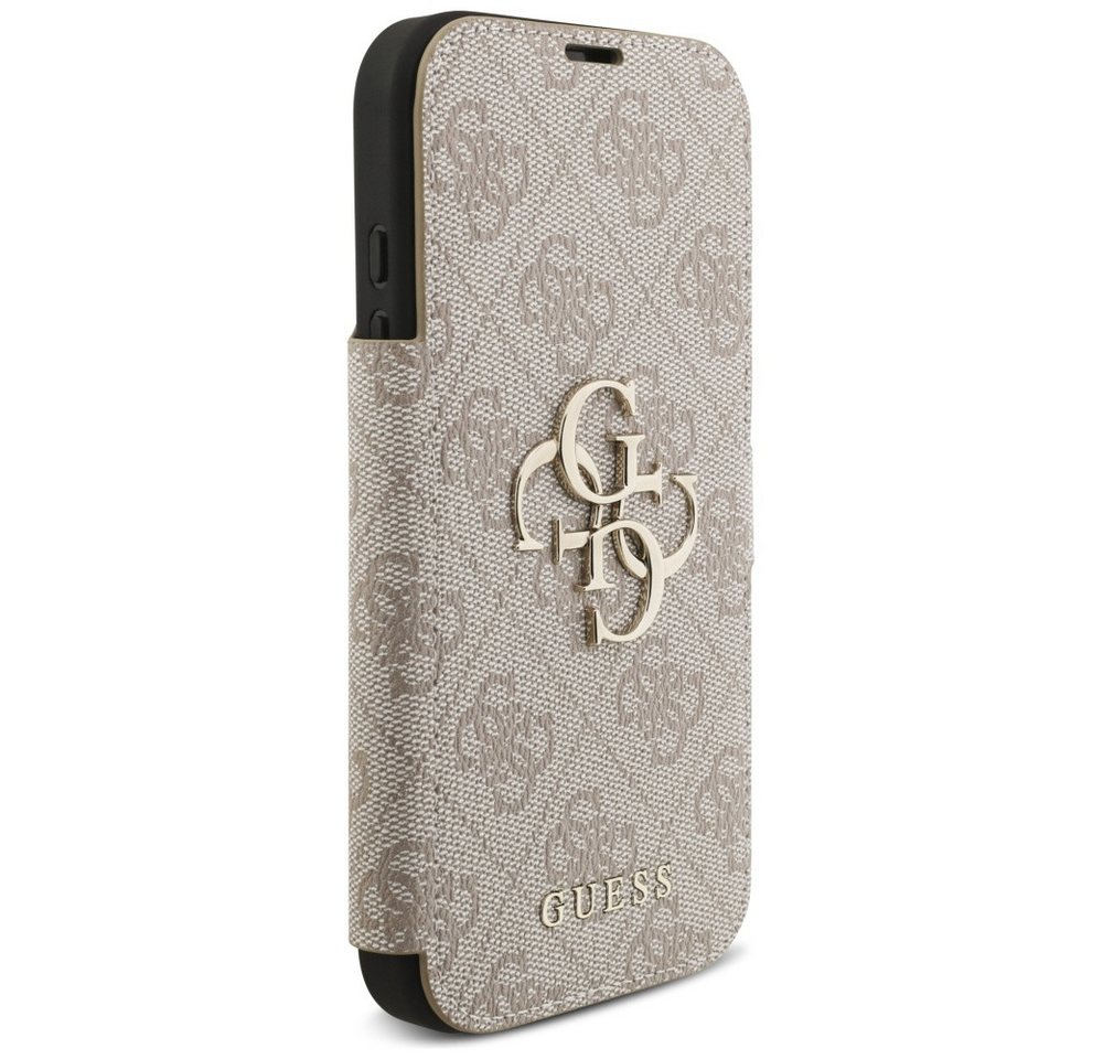 Guess Handyhülle Bookcase iPhone 17 Pro rosa Logo goldfarben aufstellbar 6,3 Zoll, Kantenschutz – Bild 4 von 5
