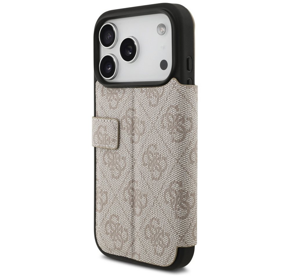 Guess Handyhülle Bookcase iPhone 17 Pro rosa Logo goldfarben aufstellbar 6,3 Zoll, Kantenschutz – Bild 5 von 5