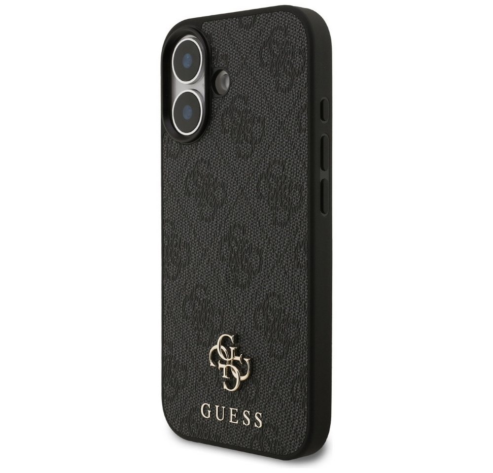 Guess Handyhülle Case iPhone 17 MagSafe Kunstleder grau Logo goldfarben 6,3 Zoll, Kantenschutz – Bild 2 von 5