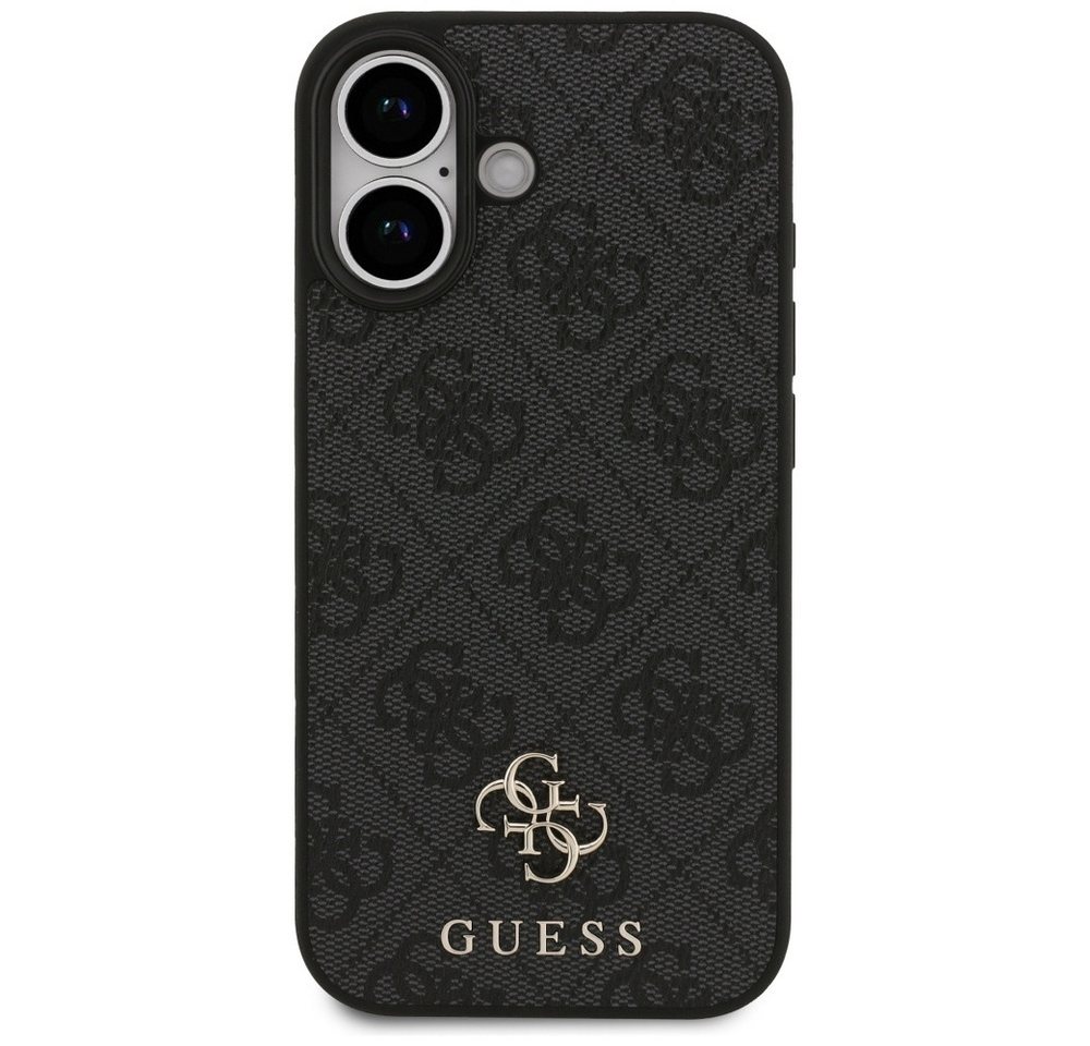 Guess Handyhülle Case iPhone 17 MagSafe Kunstleder grau Logo goldfarben 6,3 Zoll, Kantenschutz – Bild 3 von 5