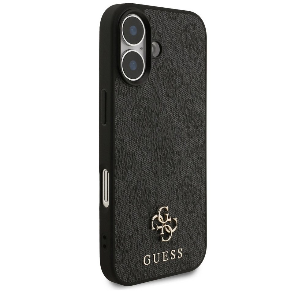 Guess Handyhülle Case iPhone 17 MagSafe Kunstleder grau Logo goldfarben 6,3 Zoll, Kantenschutz – Bild 4 von 5