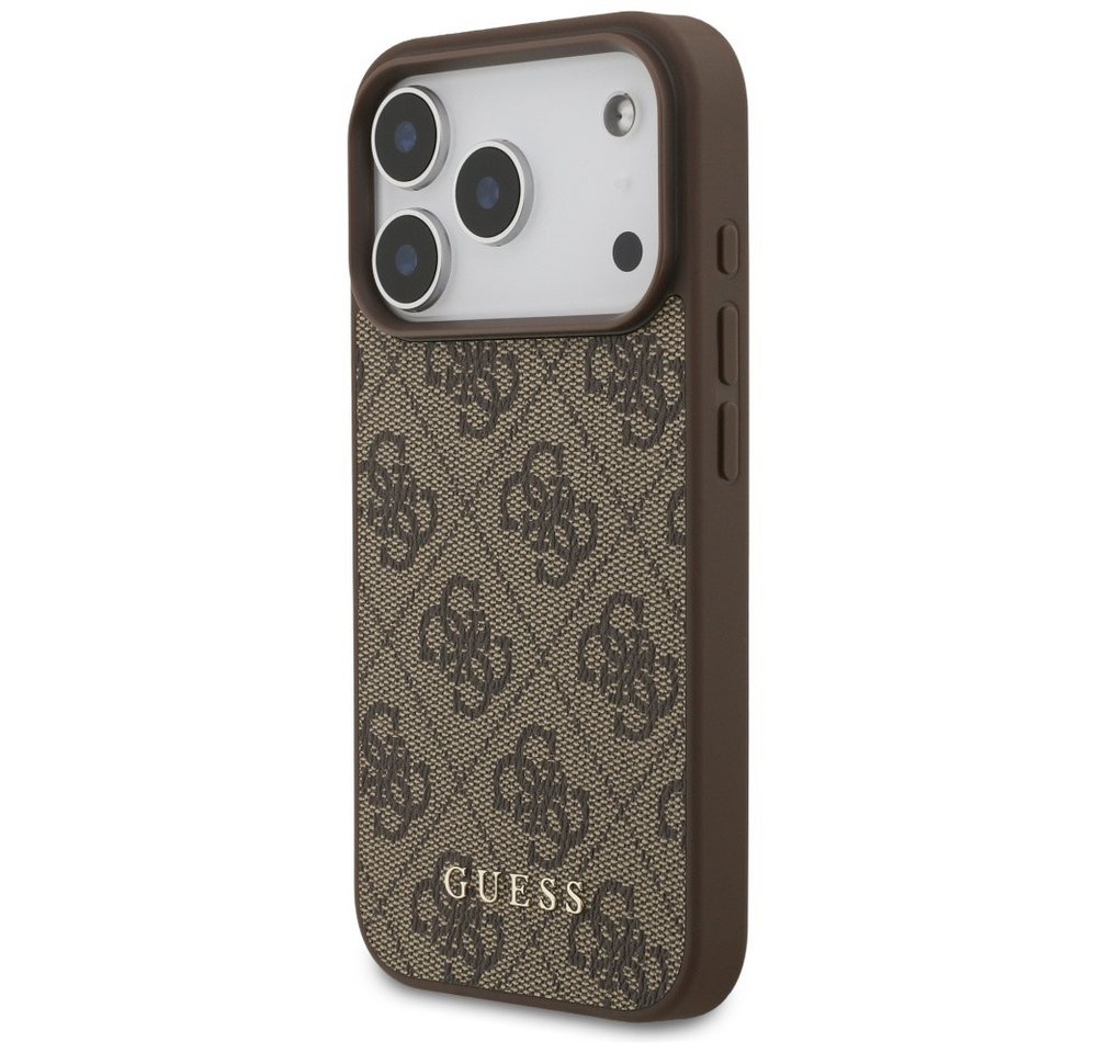 Guess Handyhülle Case iPhone 17 Pro Classic Kunstleder braun Logo goldfarbig 6,3 Zoll, Kantenschutz – Bild 2 von 5