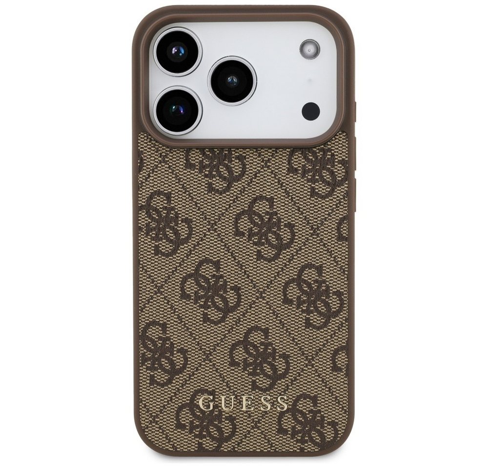 Guess Handyhülle Case iPhone 17 Pro Classic Kunstleder braun Logo goldfarbig 6,3 Zoll, Kantenschutz – Bild 3 von 5
