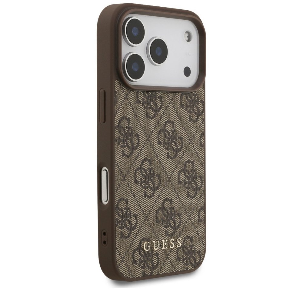 Guess Handyhülle Case iPhone 17 Pro Classic Kunstleder braun Logo goldfarbig 6,3 Zoll, Kantenschutz – Bild 4 von 5