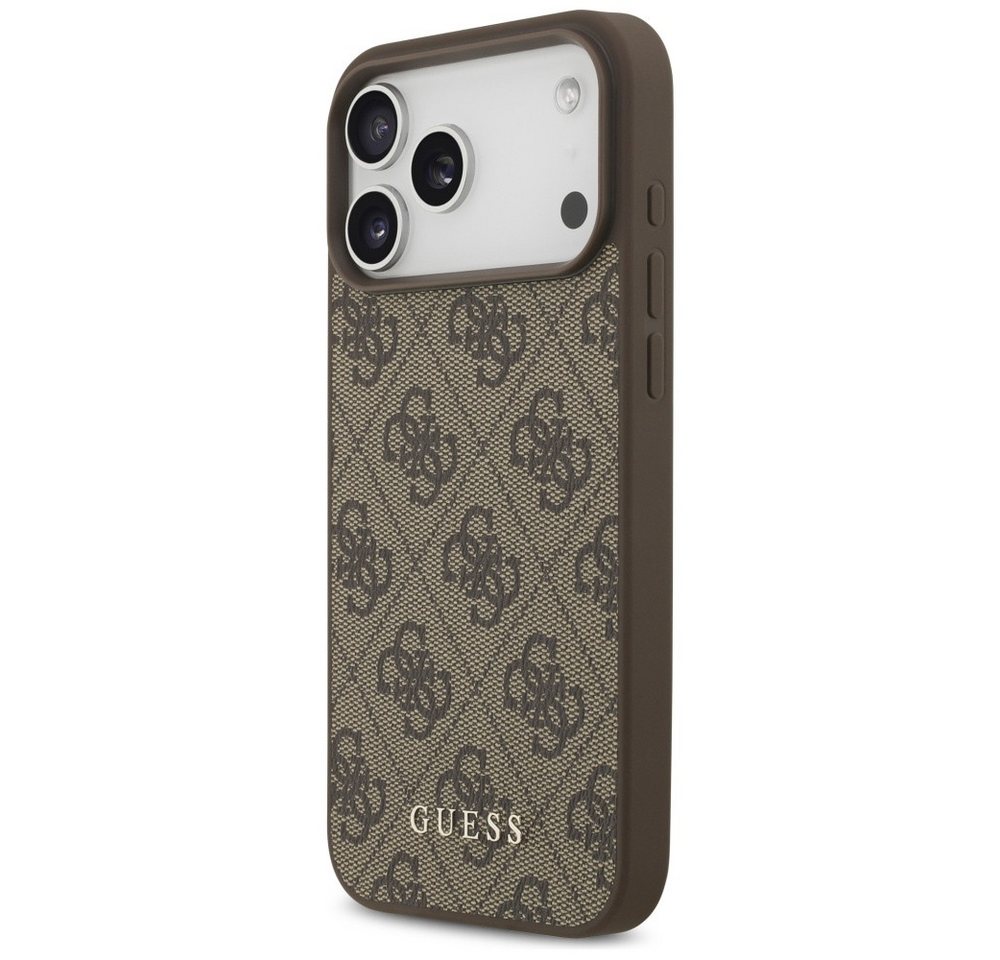 Guess Handyhülle Case iPhone 17 Pro Max Classic Kunstleder braun Logo goldfarbig 6,9 Zoll, Kantenschutz – Bild 2 von 5