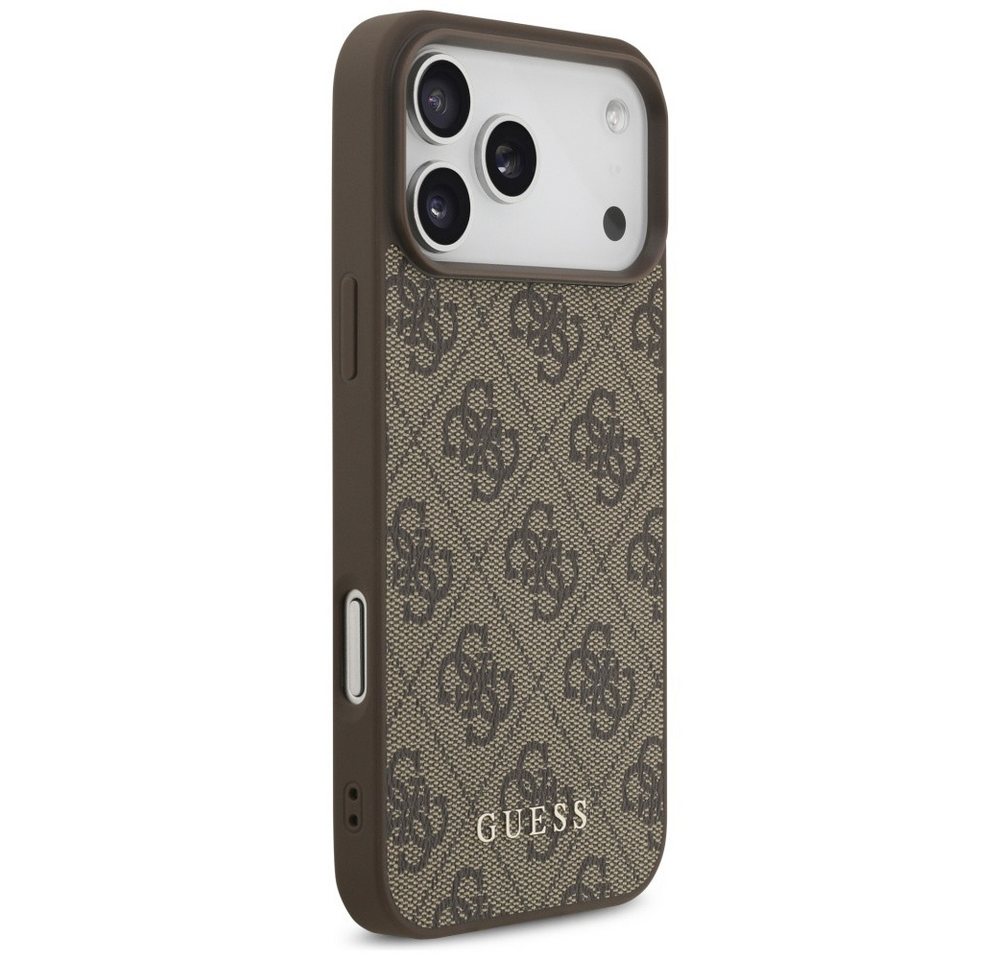Guess Handyhülle Case iPhone 17 Pro Max Classic Kunstleder braun Logo goldfarbig 6,9 Zoll, Kantenschutz – Bild 4 von 5