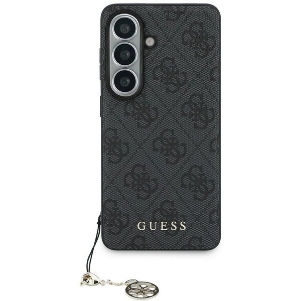 Guess Handyhülle Hülle Classic Galaxy S26 Kunstleder grau MagSafe mit Kette goldfarbig 6,3 Zoll, Kantenschutz